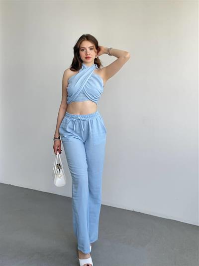 Boyundan Bağlamalı Keten Takım