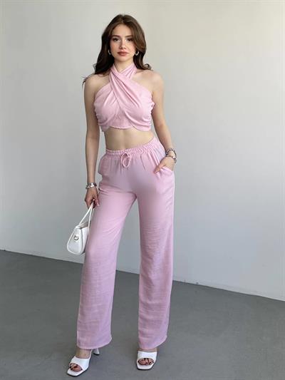 Boyundan Bağlamalı Keten Takım