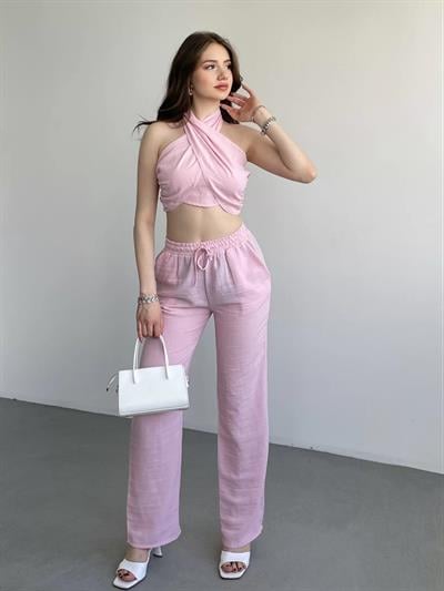 Boyundan Bağlamalı Keten Takım