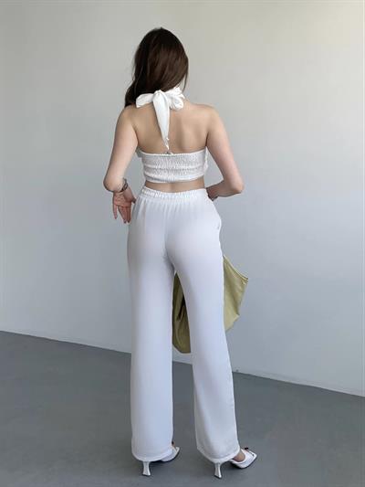 Boyundan Bağlamalı Keten Takım