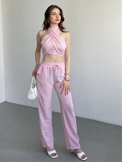 Boyundan Bağlamalı Keten Takım