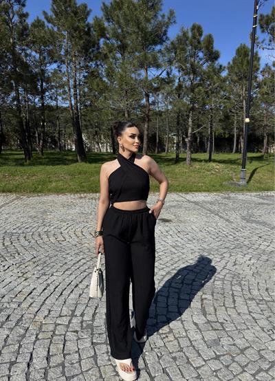 Boyundan Bağlamalı Keten Takım