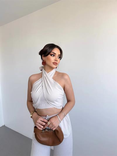 Boyundan Bağlamalı Keten Takım