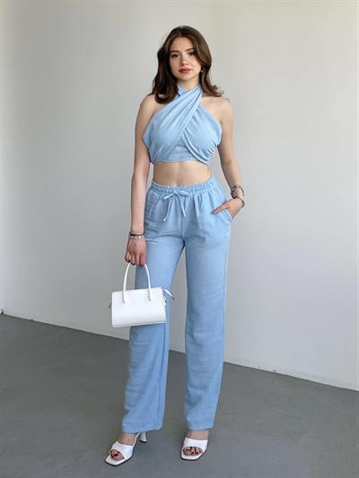 Boyundan Bağlamalı Keten Takım