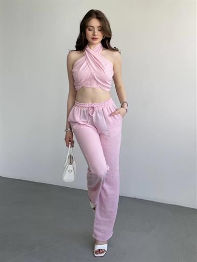 Boyundan Bağlamalı Keten Takım