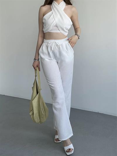 Boyundan Bağlamalı Keten Takım