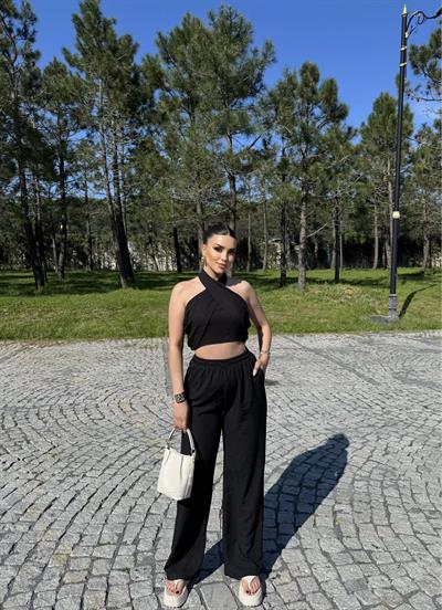 Boyundan Bağlamalı Keten Takım