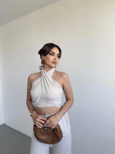 Boyundan Bağlamalı Keten Takım