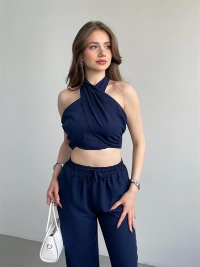 Boyundan Bağlamalı Keten Takım