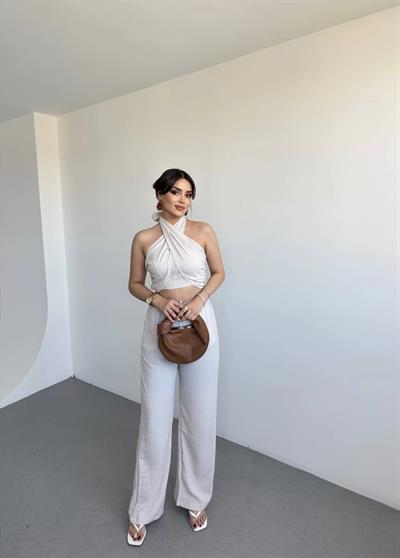 Boyundan Bağlamalı Keten Takım