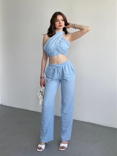 Boyundan Bağlamalı Keten Takım