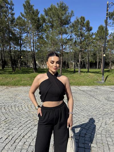 Boyundan Bağlamalı Keten Takım