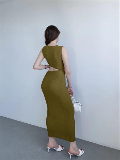 Brenda Gofre Premium Bel Dekolteli Elbİse