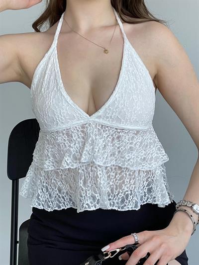 Dantel Halter Bluz