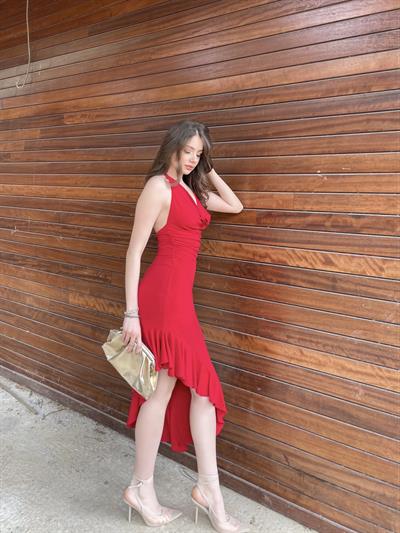 Degaje Yaka Fırfır Elbise