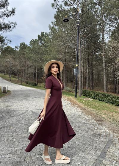 Fermuarlı Premium Poliviskon Elbise