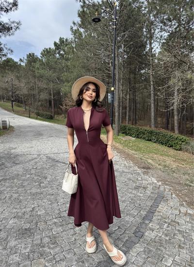 Fermuarlı Premium Poliviskon Elbise