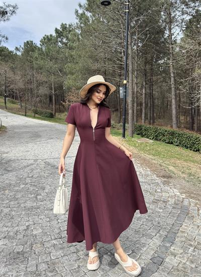 Fermuarlı Premium Poliviskon Elbise