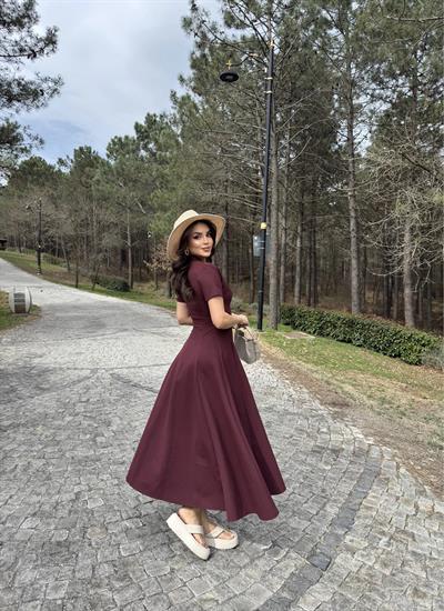 Fermuarlı Premium Poliviskon Elbise