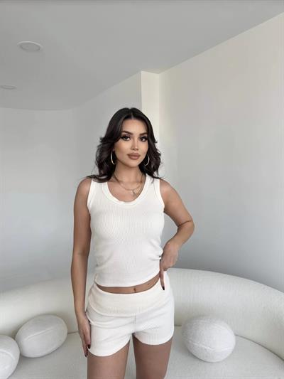 Fitilli Şort Crop Basic Takım