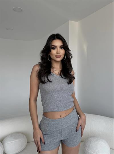 Fitilli Şort Crop Basic Takım