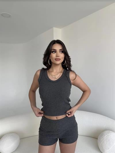 Fitilli Şort Crop Basic Takım