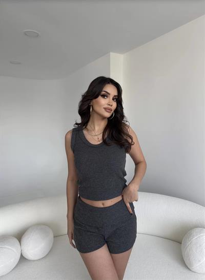 Fitilli Şort Crop Basic Takım