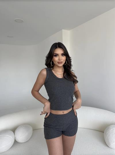 Fitilli Şort Crop Basic Takım