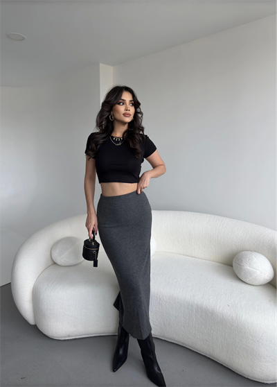 Fitilli Yırtmaçlı Uzun Etek