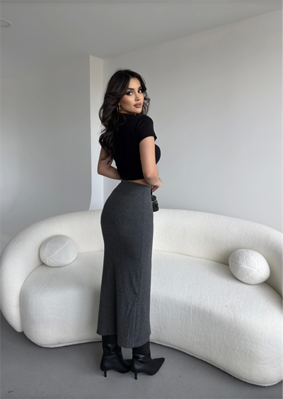 Fitilli Yırtmaçlı Uzun Etek