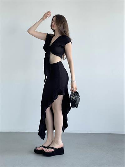 Gofre Bağlamalı Asimetrik Takım