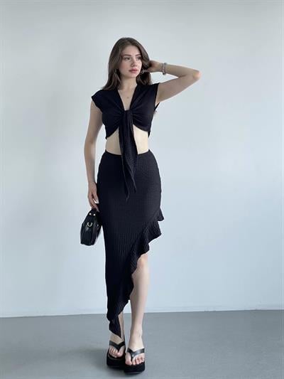 Gofre Bağlamalı Asimetrik Takım