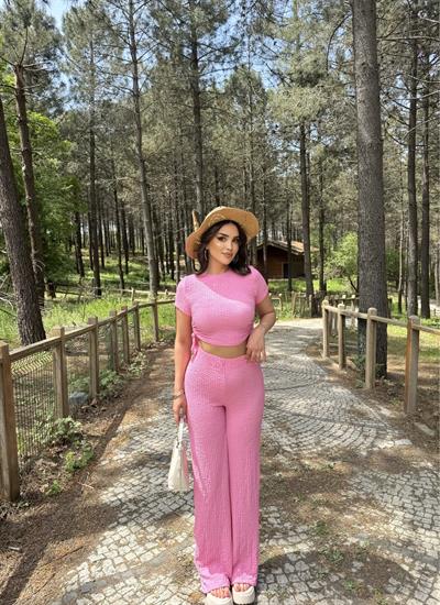 Gofre Basic Pantolon Crop Takım