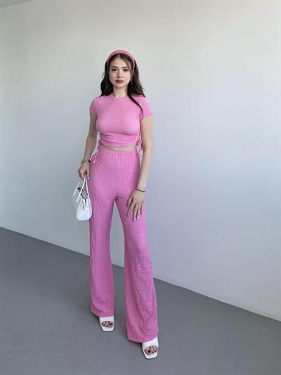 Gofre Basic Pantolon Crop Takım