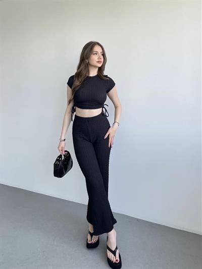 Gofre Basic Pantolon Crop Takım