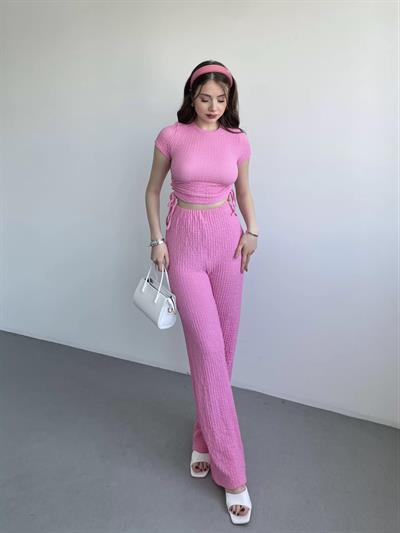 Gofre Basic Pantolon Crop Takım