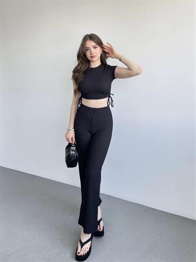 Gofre Basic Pantolon Crop Takım