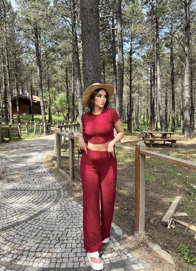 Gofre Basic Pantolon Crop Takım