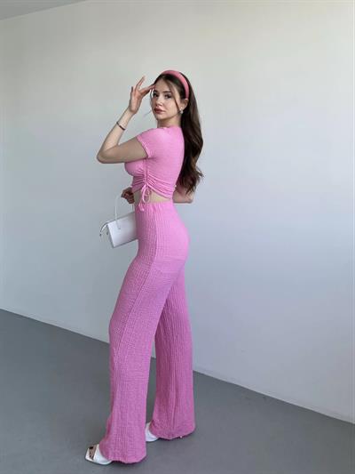 Gofre Basic Pantolon Crop Takım
