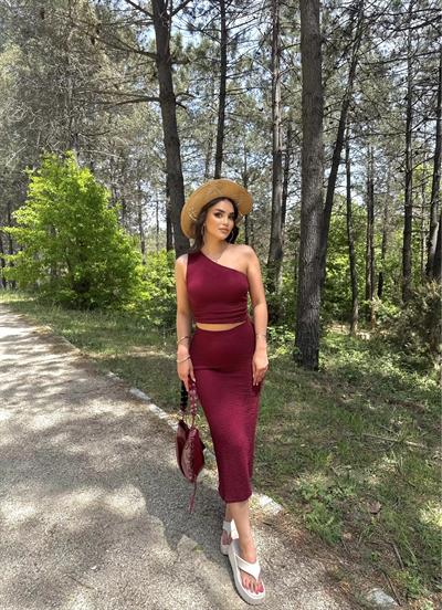 Gofre Etek Crop Takım