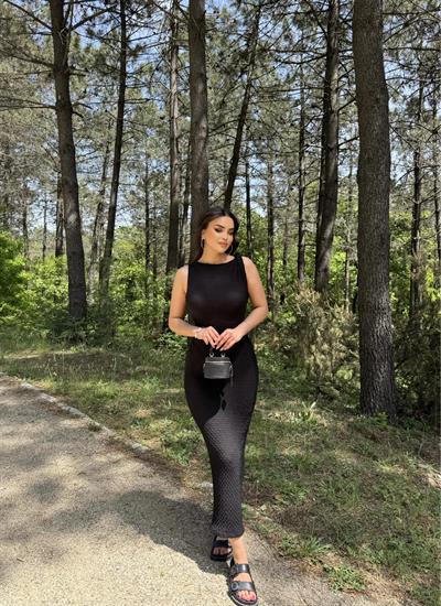 Gofre Omuz Detaylı Elbise