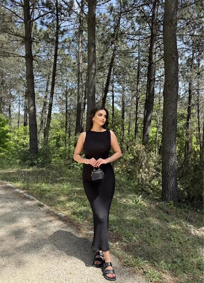 Gofre Omuz Detaylı Elbise