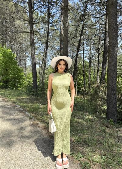 Gofre Omuz Detaylı Elbise