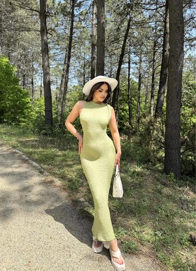 Gofre Omuz Detaylı Elbise