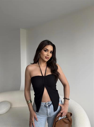 Gofre Straplez Büzgülü Crop