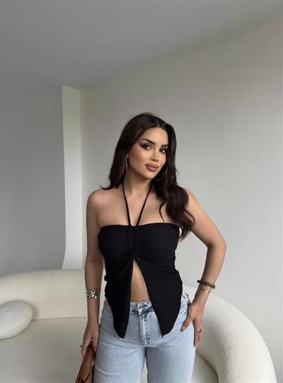 Gofre Straplez Büzgülü Crop