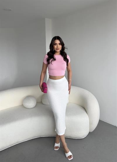 Gofre Yırtmaçlı Etek