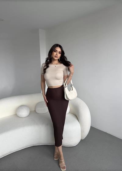 Gofre Yırtmaçlı Etek