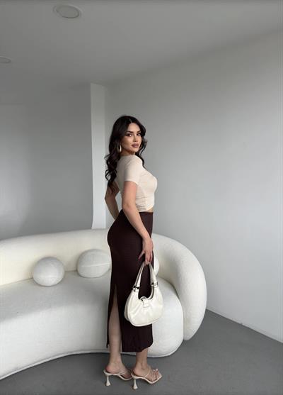 Gofre Yırtmaçlı Etek