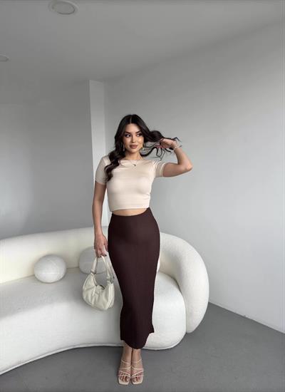 Gofre Yırtmaçlı Etek